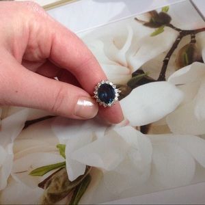 Gorgeous Sapphire and Pave Halo Ring